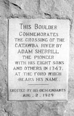 detail of boulder commemorating crossing of Catawba River